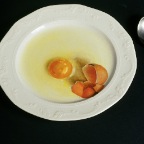 Untitled.  2005.  Oil on ceramic plate and stainless steel spoon.