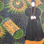 Big Bang.  2003-2010.  Oil, wax and fabric on board. 27.5 x 19.5